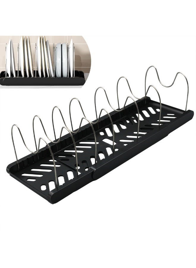 Arabest Pot Rack : Pots and Pans Organizer Under Cabinet 7 Adjustable Compartment Expandable Pot Lid Holder for Kitchen Cookware, Bakeware, Lid, Dishes, Cutting Boards,Black - Image 1